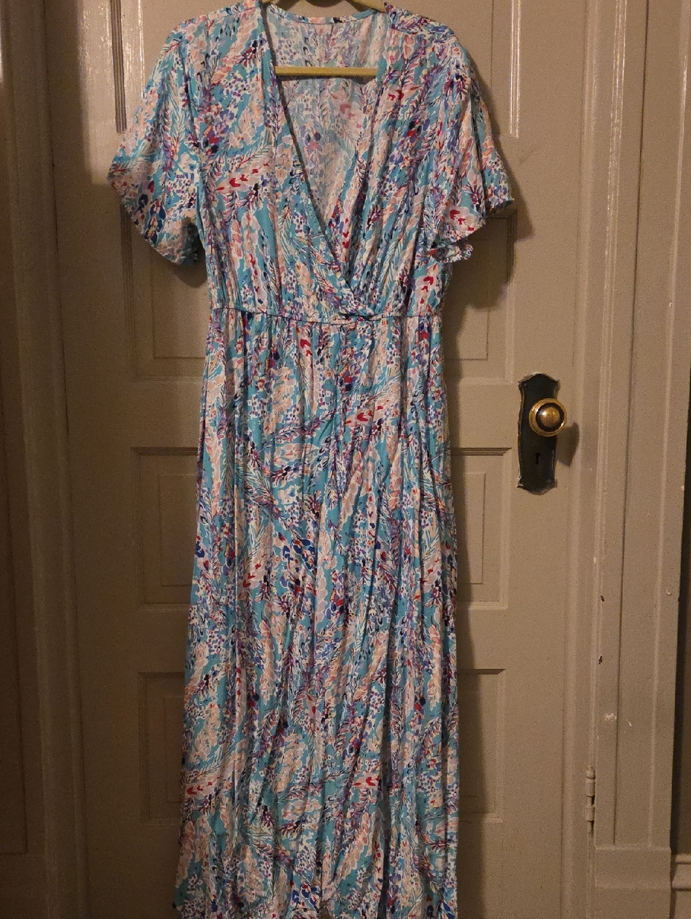 Light Blue Floral Wrap Maxi Dress